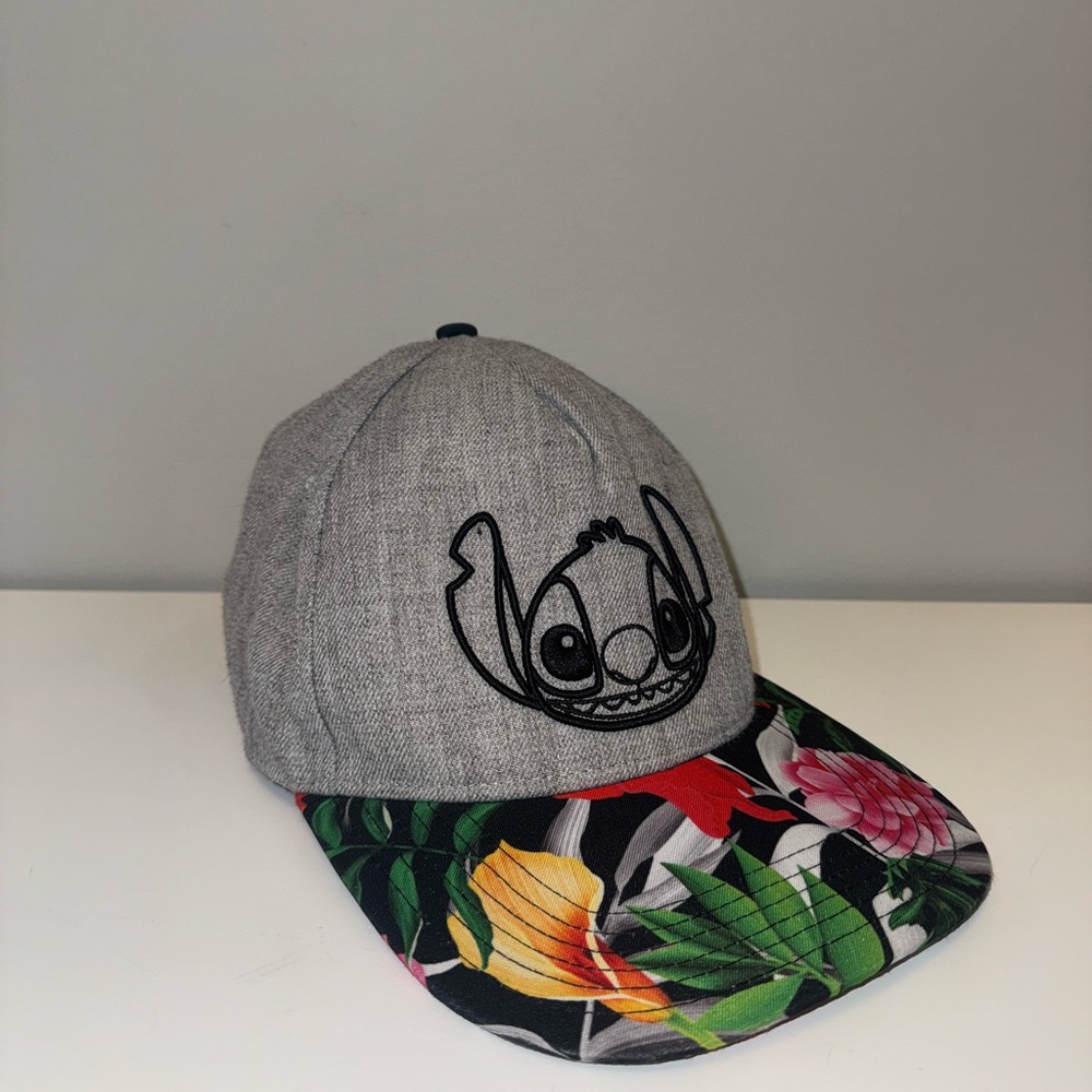 Disney Lilo & Stitch Gray Snapback Hat with Tropical Floral Bill